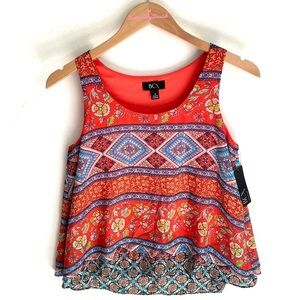 BCX sleeveless high low‎ Floral printed tiered ruffled bottom Top, Size: S, NWT